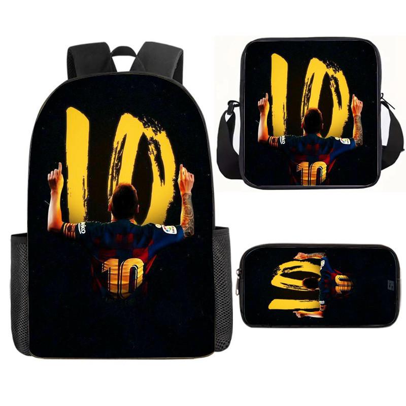 Messi Soccer Kids Backpack Set With Breathable Oxford Fabric For School Children