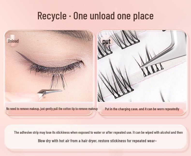 Natural Self-Adhesive Segment False Eyelashes - Sunflower Design for Women: Little Wild Cat Lower Lash Clusters