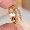 Single Row Small Round Stone White Zircon Rings For Women Vintage Rose Gold CopperColor Ring Wedding Bands Jewelry Bridal Gifts