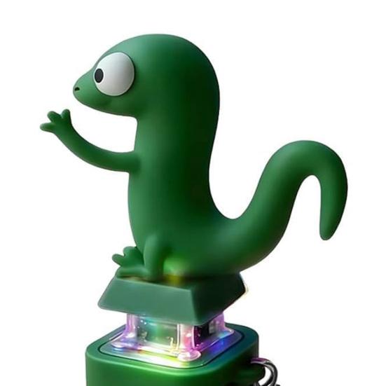 Echsen-Knopf-Schlüsselanhänger Dekompressionsspielzeug Lustige Echsen-Geräusche und Blitzeffekte Wiederaufladbar Tragbar Stressabbau Fidget-Spielzeug für alle Altersgruppen