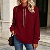 Women's Long Sleeve High Neck Pullover Sweatshirt with Pocket Color Casual Top