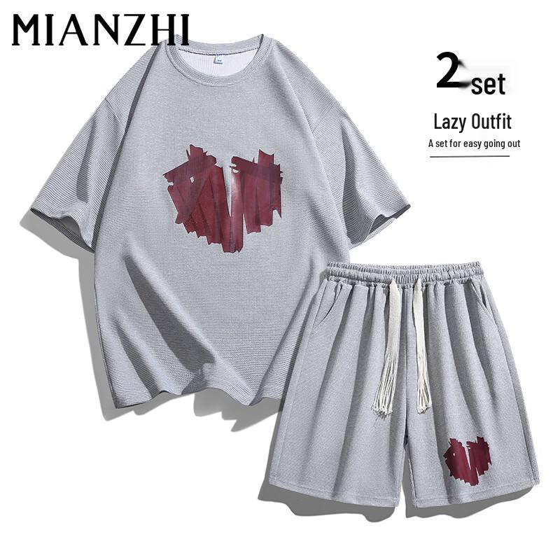 Men s Waffle Short-Sleeve Sportswear Set XL