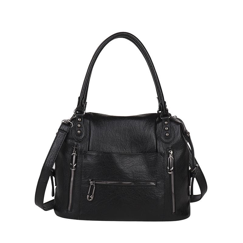 

New European and American bags, work handbags, large-capacity tote bags, commuter shoulder bags, fashionable and versatile messenger in texture чёрный