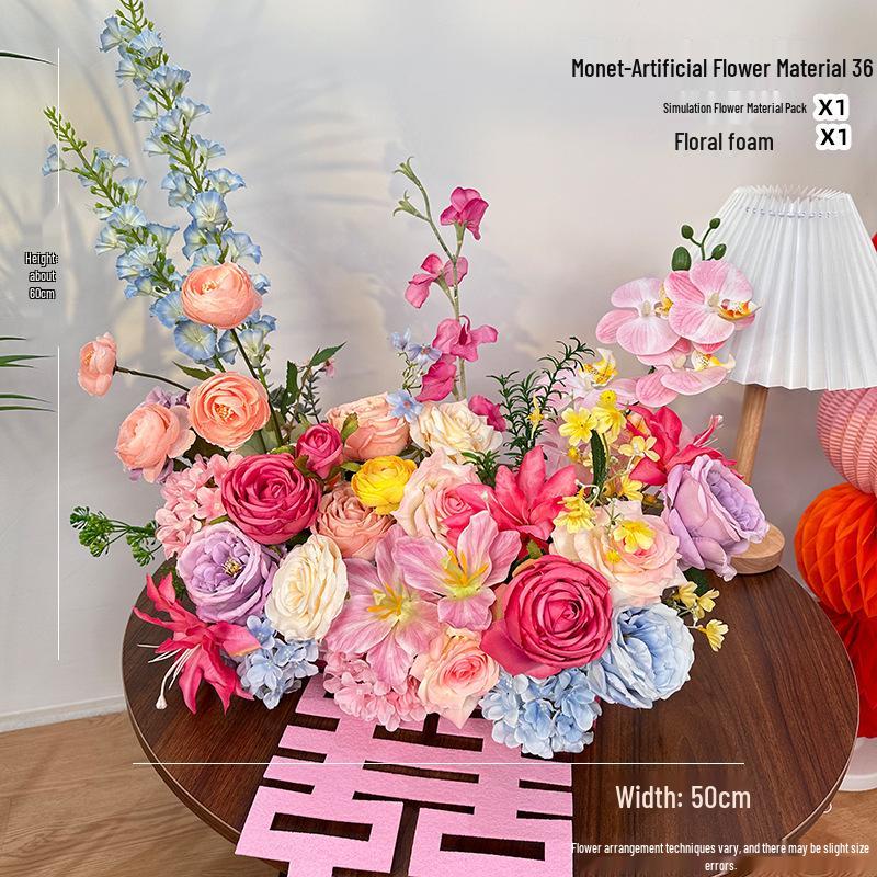 Romantic Wedding Aisle & Table Flower Arrangement: Floral Art Bouquet and Ornaments