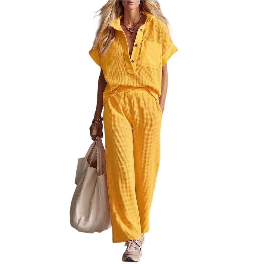 Short Sleeved Fashionable Casual Pants Two-piece Set