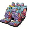 Colorful Flowers Themed Car Seat Covers Set For Most Cars, Fashionable Comfortable Decorative Car Seat Protector Covers Full Set