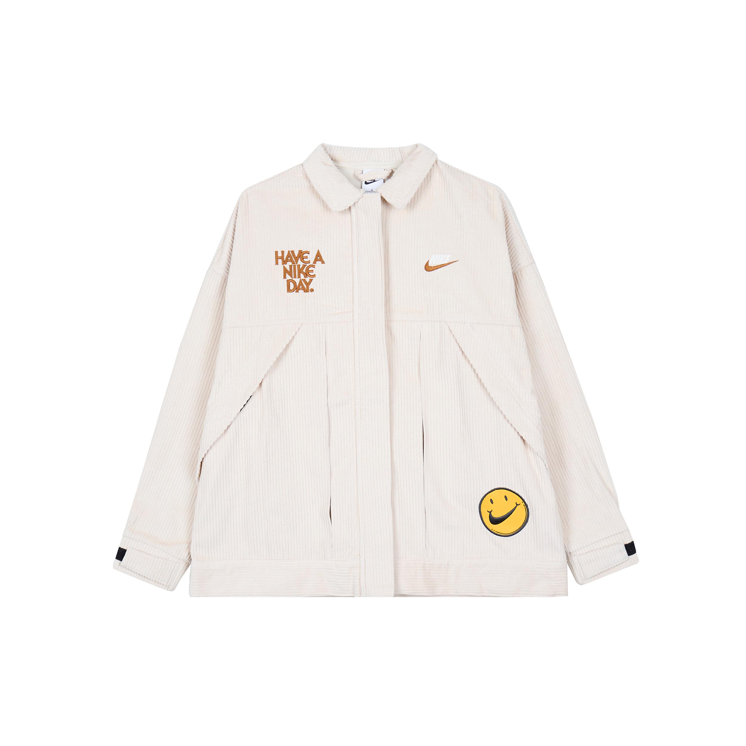 

New Nike Women s Smiley Corduroy Collared Sport Jacket Pink HF0355-104 M
