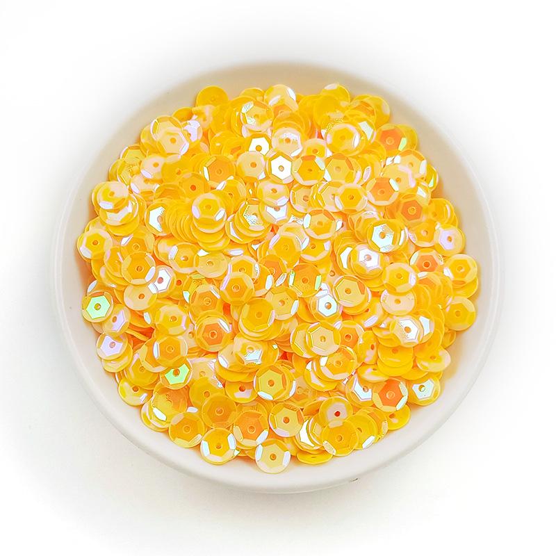 

6 мм круглые изогнутые пайетки из ПВХ с отверстием посередине и шестиугольными бусинами для шитья 20g/pack