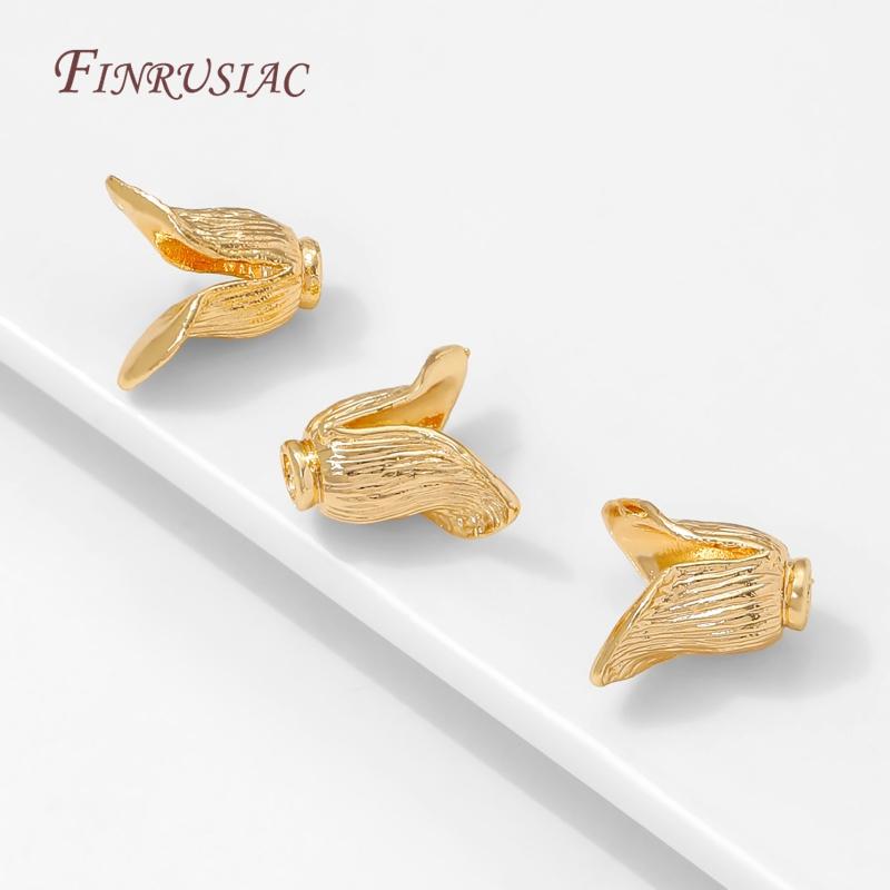 18K Gold Plated Brass Cap For Beads,Flowers Caps,DIY Earrings Making Supplies,Jewelry Materials