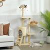 Multi-Level Cat Tower, 134cm Cat Tree with Condo and Sisal Scratching Posts for Indoor Kittens, Beige