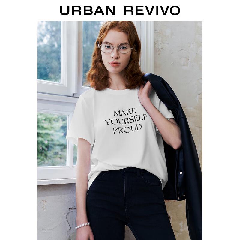 UR Women s 2025 Spring Color Block Letter Print Short Sleeve T-Shirt M
