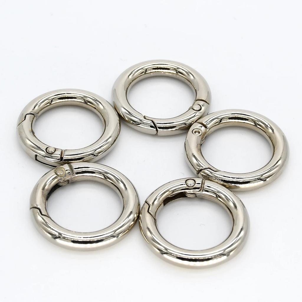 5 sztuk/partia metalowe o-ring sprężynowe klamry otwierane okrągłe karabińczyk brelok klipsy do torby hak pies łańcuszek klamry złącze dla DIY biżuteria