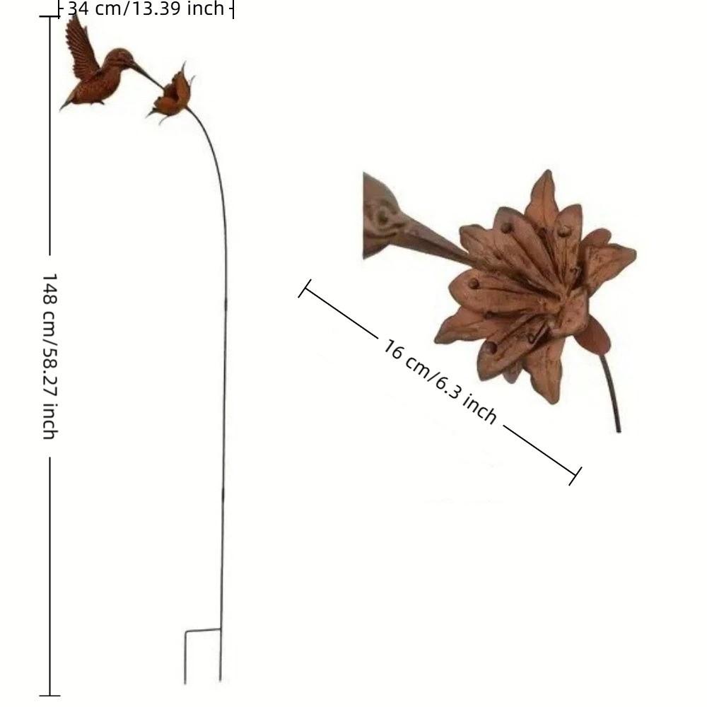 Vintage Kolibri Gartenstecker Metallvogel Blumen Kunstwerke Gartendekorationen Hinterhof Akzent