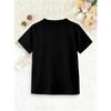 Girls Heart Sundae Ice Cream Print Crewneck Short Sleeve Tee, Soft Breathable Top for School Travel Daily