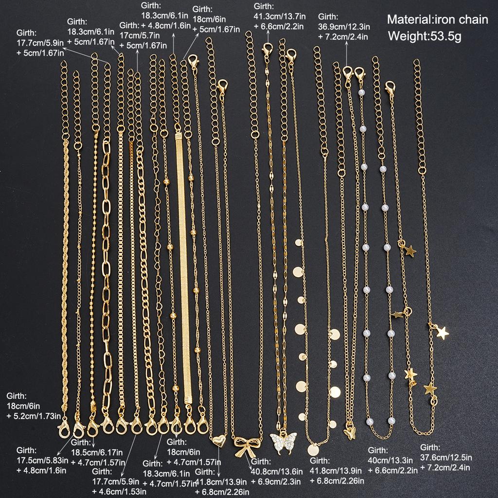 Ensemble de bijoux mode minimaliste 17 pièces pour femmes Collier avec pendentif torsadé vintage os de serpent cœur papillon étoile Bracelets Ensembles Cadeau
