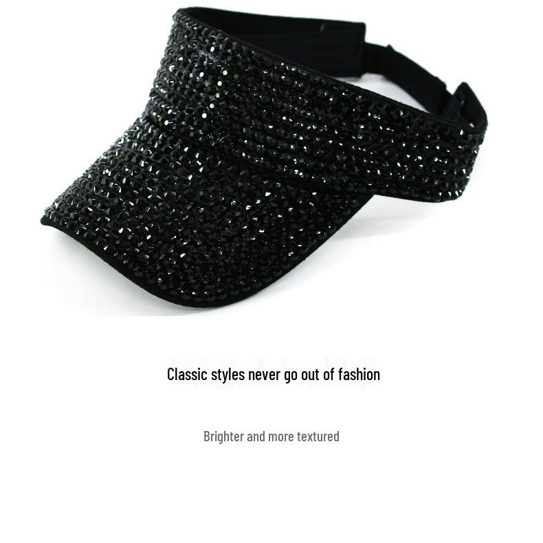 Trendige Strass-Topless-Baseballkappe - Outdoor-Sonnenhut mit Acryl-Diamanten