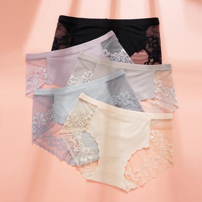 Yousheng Sexy Lace Underwear for Women Mid Rise Seamless Floral Lace Sheer Briefs Stretchy No Show Hipster Panties