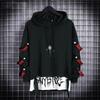 Podzimní Pánská Ležérní Mikina S Kapucí Technowear Hip Hop Harajuku Styl s Stuhami Patchwork Japonský Streetwear Darkwear