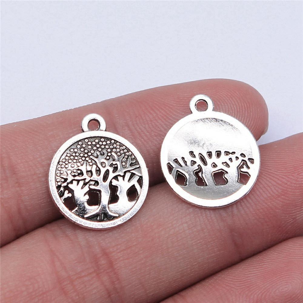 Charms Round Tree Of Life Pendants Vintage Jewelry Supplies QC109