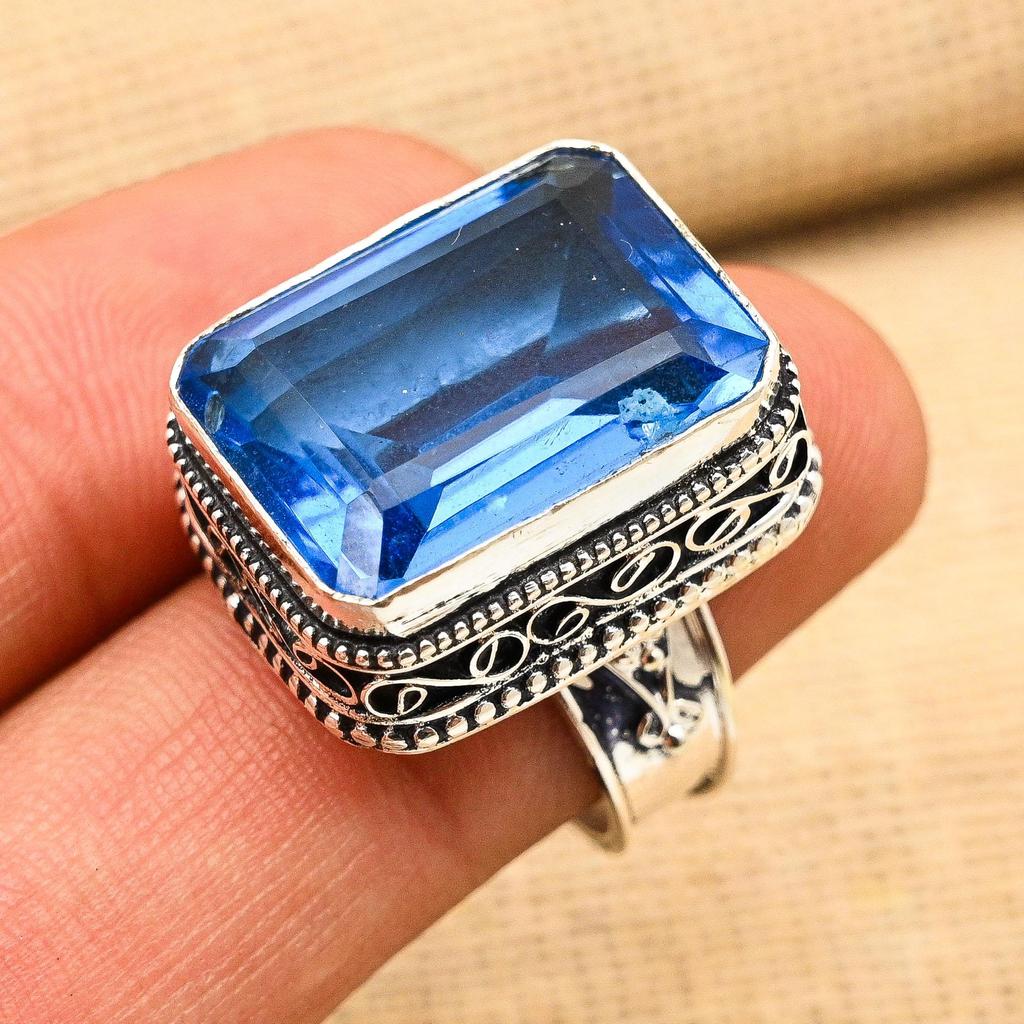 Tansanit Edelstein Handgefertigt Massiv 925 Sterling Silber Schmuck Jubiläumsring Für Sie