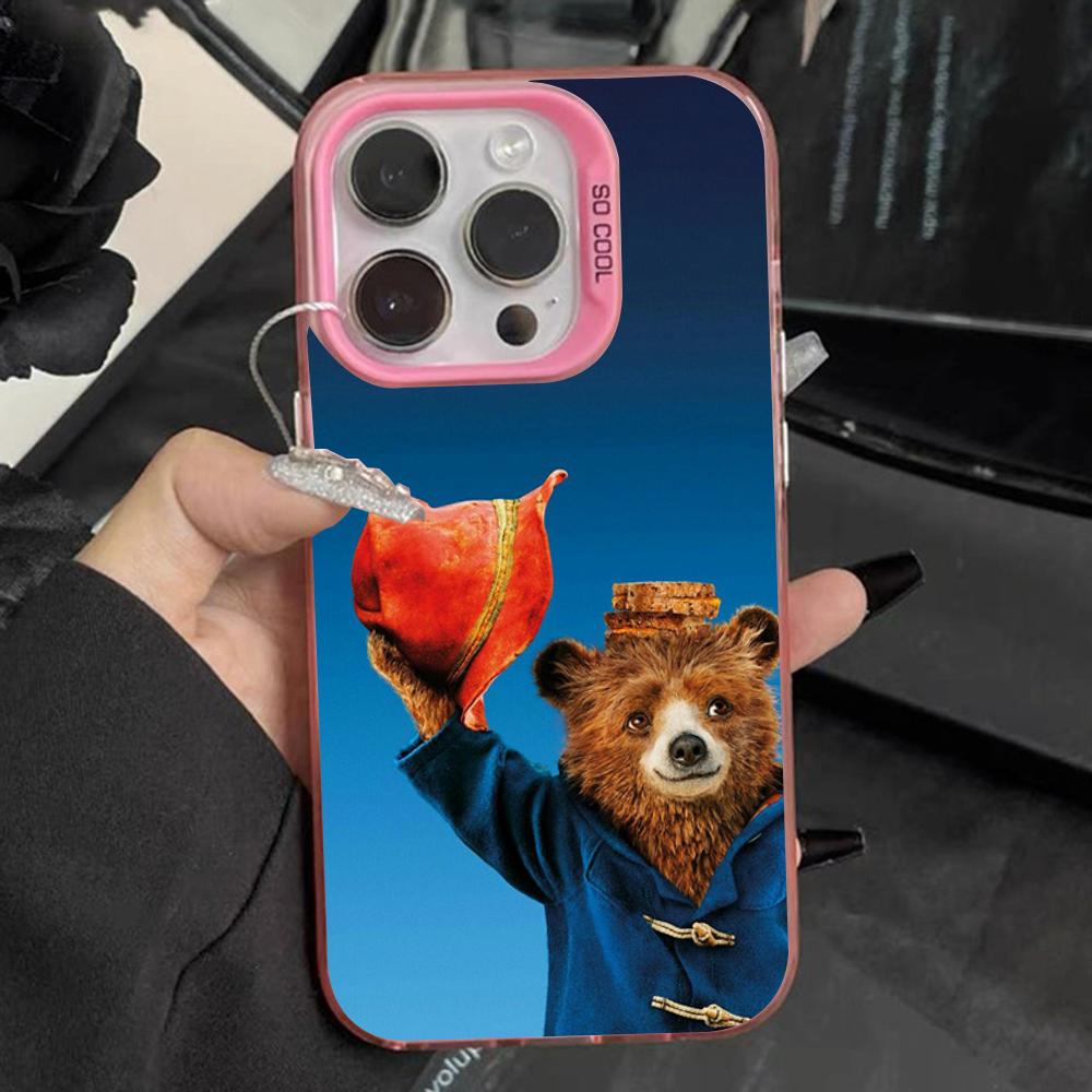 Cute P-Paddington Bear Phone Case For iPhone 16,15,14,13,12,11,Pro,Max,Plus,Mini,XS Anti Fall Pink Matte Hard Bumper