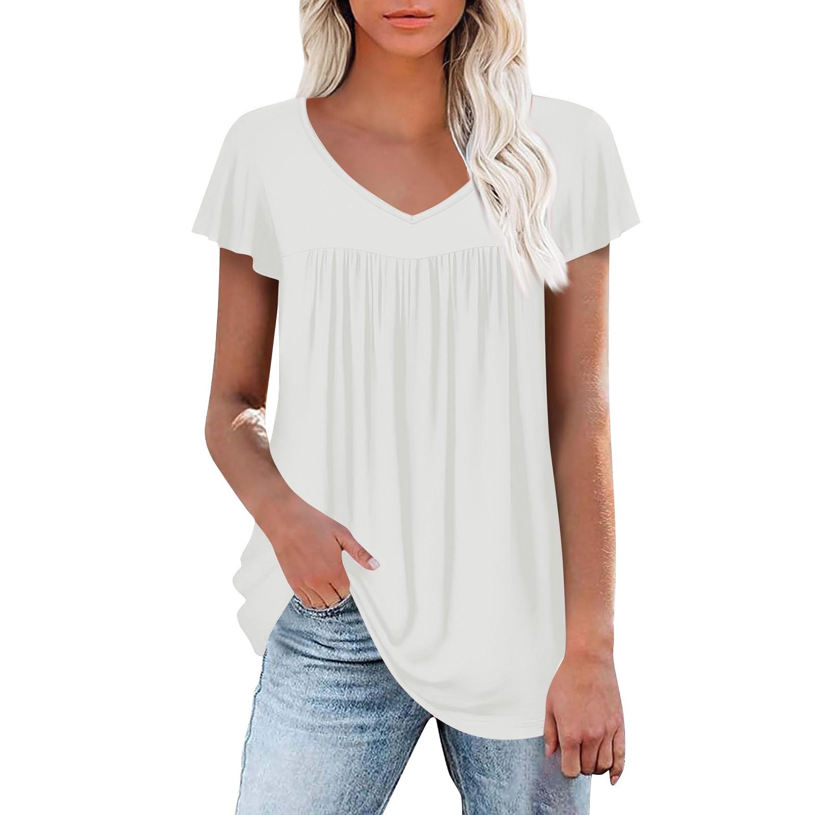 

Женские туники, элегантные повседневные летние рубашки с коротким рукавом, цветочные свободные плиссированные топы в стиле бохо XL белый