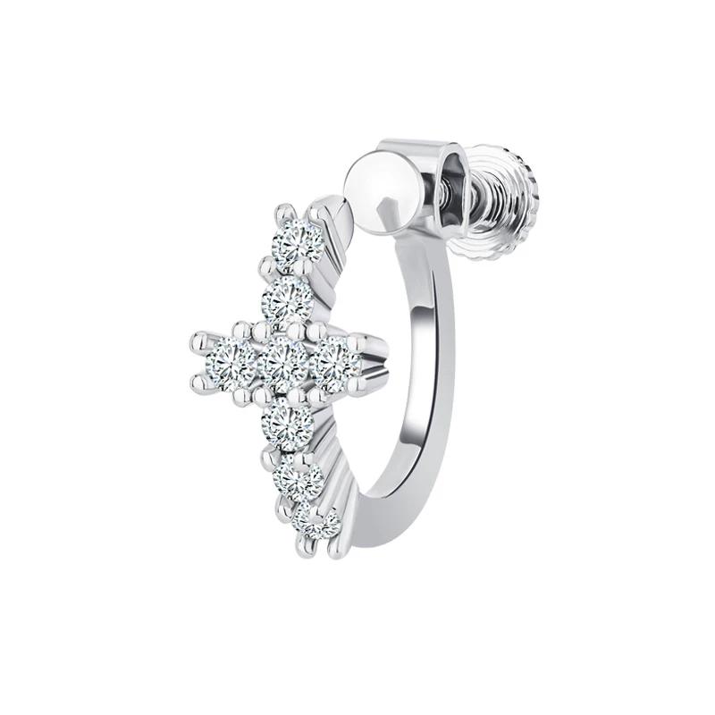 Cross Unique Design Fashion Trendy Couple Ear Clip серебряный
