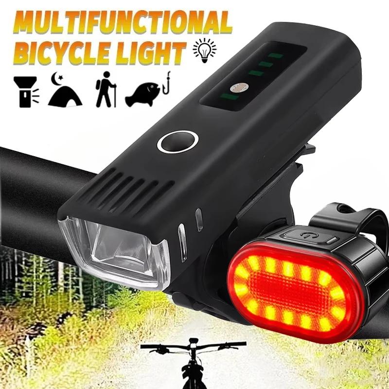 Bicycle Flashlights LED Bike Front Light Type-C Rechargeable Bike Lamp Ultralight Handlebar Lights Waterproof Cycling Lamp