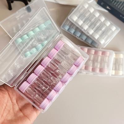 Transparent Contact Lens Case  Cylindrical Hard Color Contact Box  Companion Box  6-pair Set