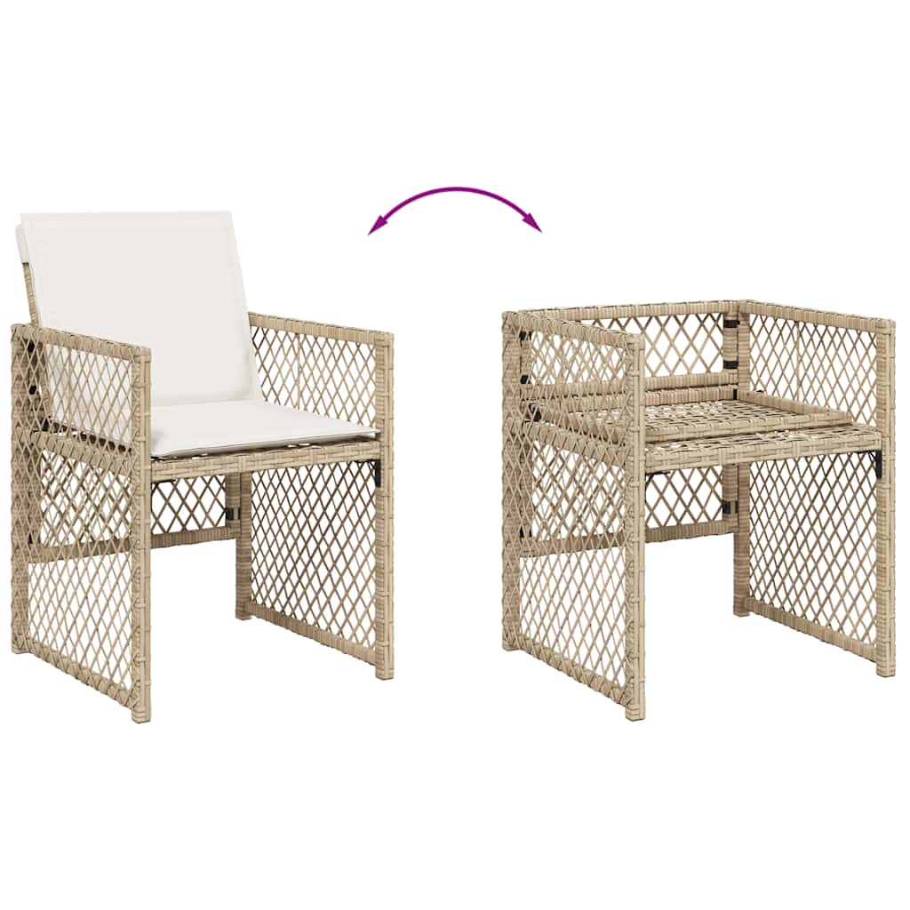 Vidaxl 5-Cz. Garden Furniture Set With Cushions, Beige, Poly Rattan