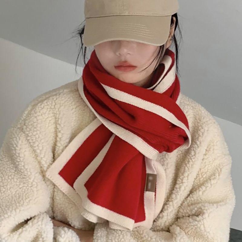 Schwarz & Weiß Warmer Schal Winter High-End Niedlich Student Koreanischer Stil Nische Verdickt Vielseitig Unisex Halswärmer
