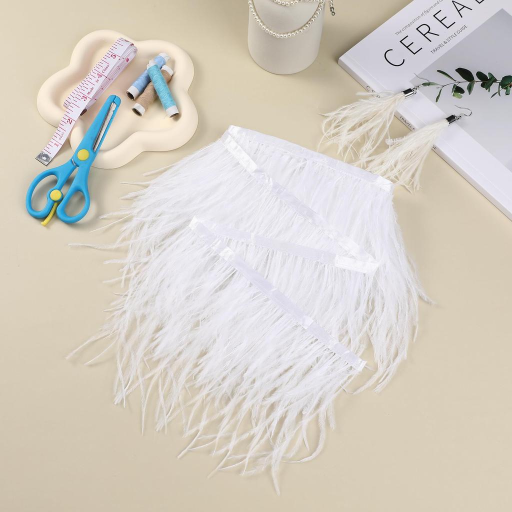 1M Ostrich Feathers Trim High Quality 8-10cm Feather Ribbon Fringe DIY Sewing Dress Clothes Decorations