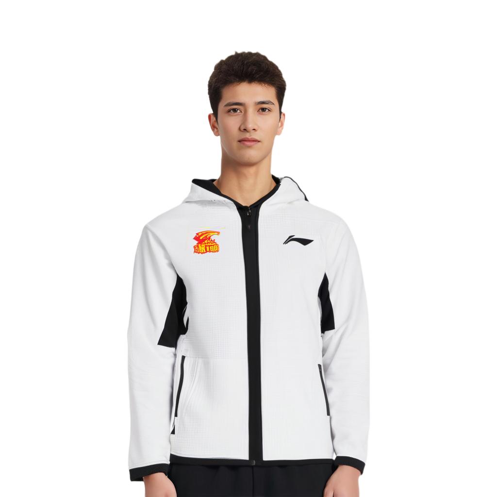 Li Ning Sweatshirts Men's White Hooded Moderate Cardigan AWDTD45-2