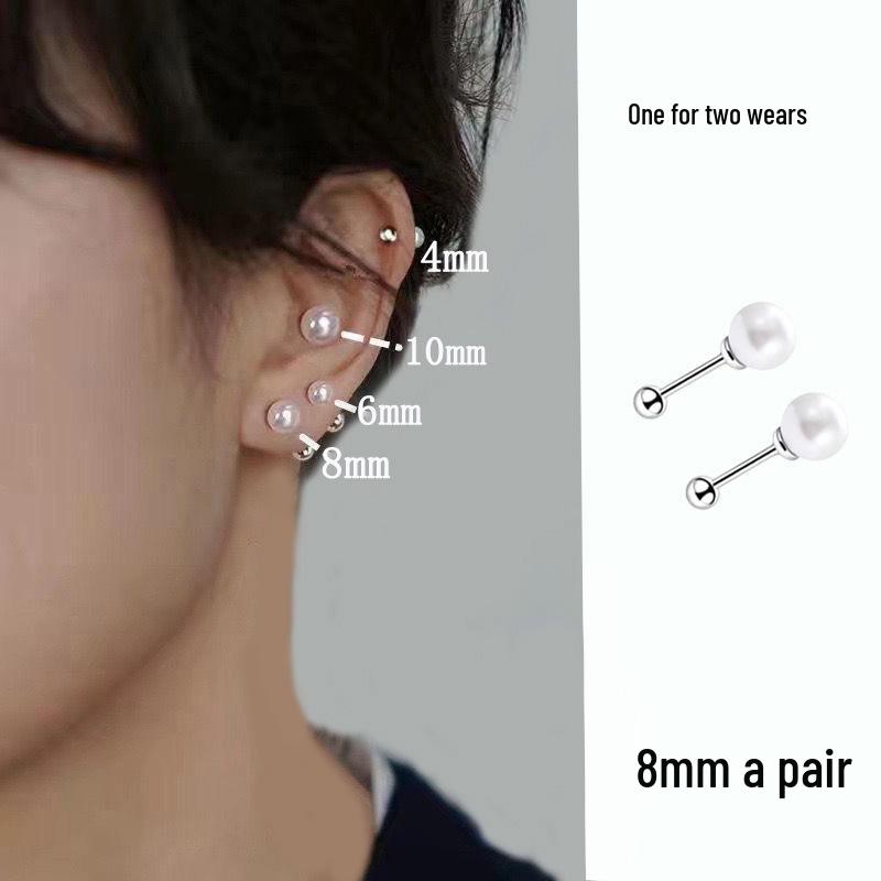 Boucles d'oreilles coréennes rétro perle aiguille argent 925 pour femmes - Style célébrité