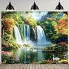 2D Flat Banner, 1pc Charming Waterfall and Lake Scenery Background