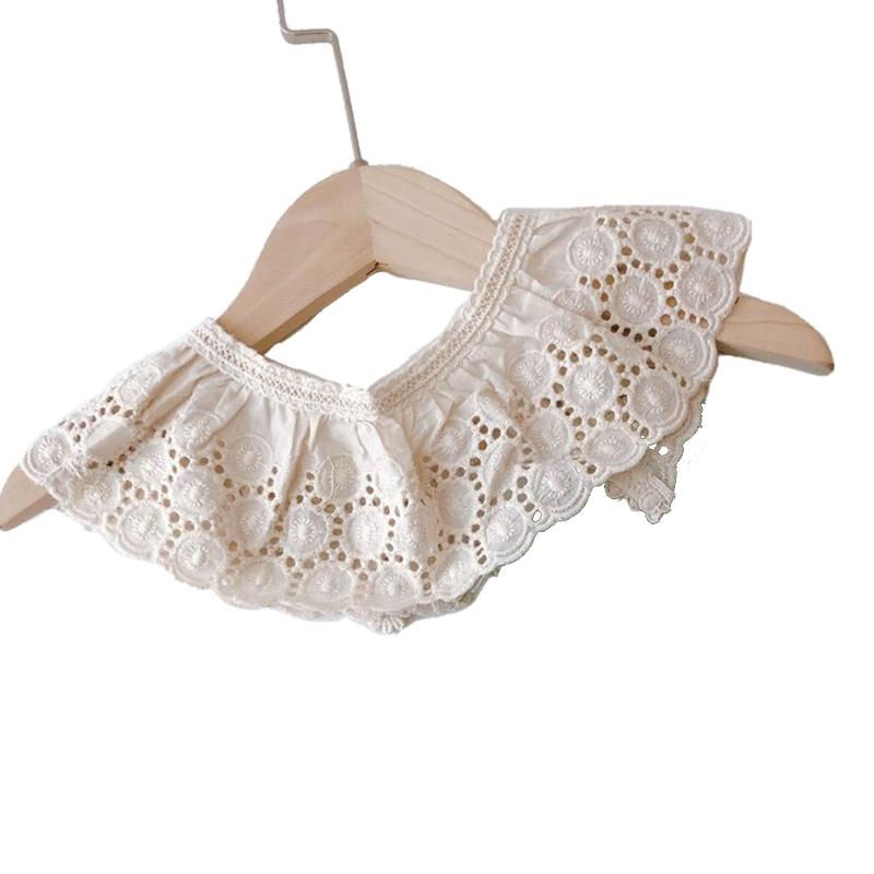 Korean Style Toddler Kids Lace Floral Bibs Cute Hollow Out False Collar Children Clothes Accessiory Pure Color Baby Girls Cotton