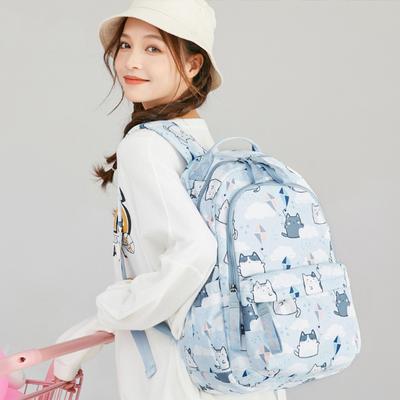 Sac d'école imprimé chat de dessin animé, sac à dos Preppy de grande capacité pour étudiants du premier cycle du secondaire