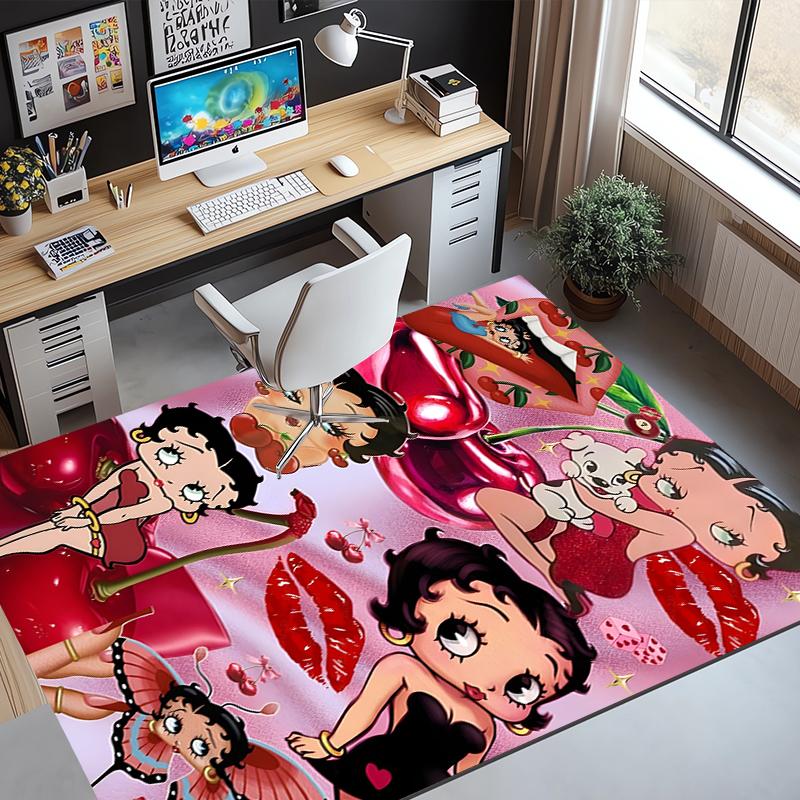 Betty Boop Pattern Rug, Indoor/Outdoor Mat, for Picnic, Gameroom, Bedroom, Office, Living Room, Home Decor Carpet, Birthday Gift