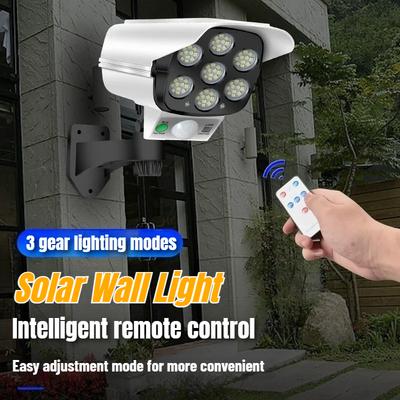 Sicherheits-Attrappenkamera-Lampe 77 LEDs Bewegungssensor Solar-Nachtlichter Wasserdicht 3 Beleuchtungsmodi Haus Veranda Garten Flutlicht
