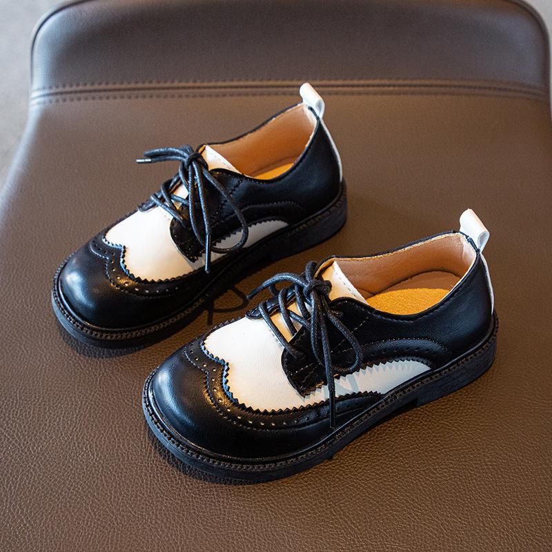 Kids Flat Shoes British Style Retro Children Leather Shoes Pu Soft Sole 2025 New Fashion Boys Casual Shoes Non-slip for Girls