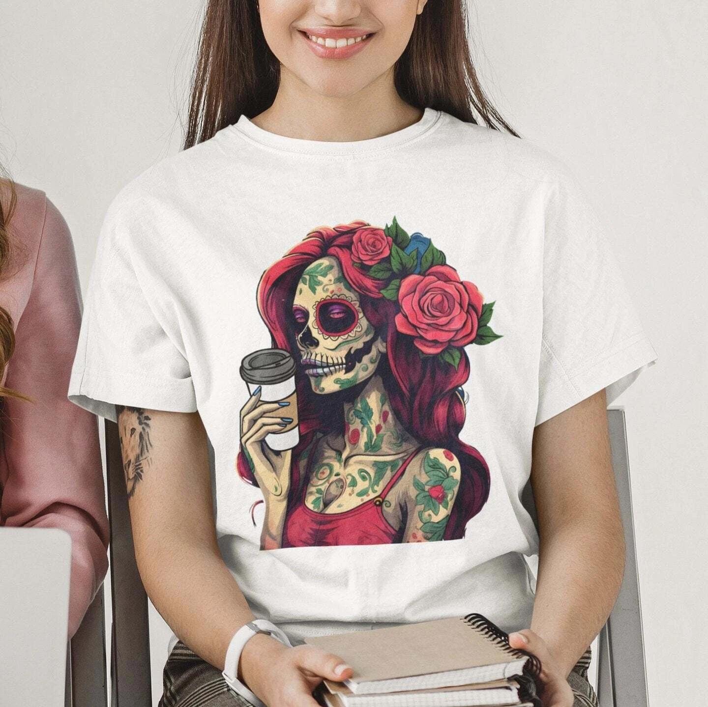 Coffee Sugar Skull T-Shirt XL