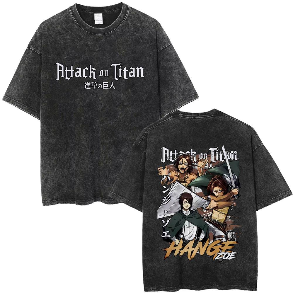 

Washed Vintage Anime Attack on Titan Hanji Zoe Graphic Tshirt Men Women Cartoon Manga Merch Tshirts Male Oversized T Shirts S