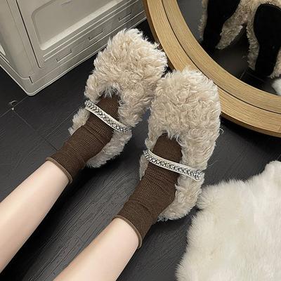 2024 Novos Sapatos Baixos Femininos Mocassins Pele Cabeça Redonda Outono Casual Sapatos Esportivos Femininos Vestido Inverno Casual Leve