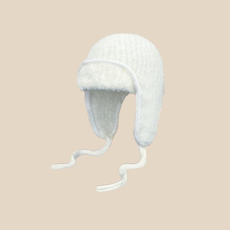 Big head circumference plush flying hat winter windproof ear protection Lei Feng hat red warm and cold knitted wool hat children