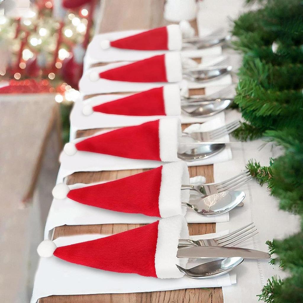 200/100/10/1 ST Jul Gaffel Kniv Bestickväska Heminredning Julhattar Dekorationer Servishållarväska Julprydnad