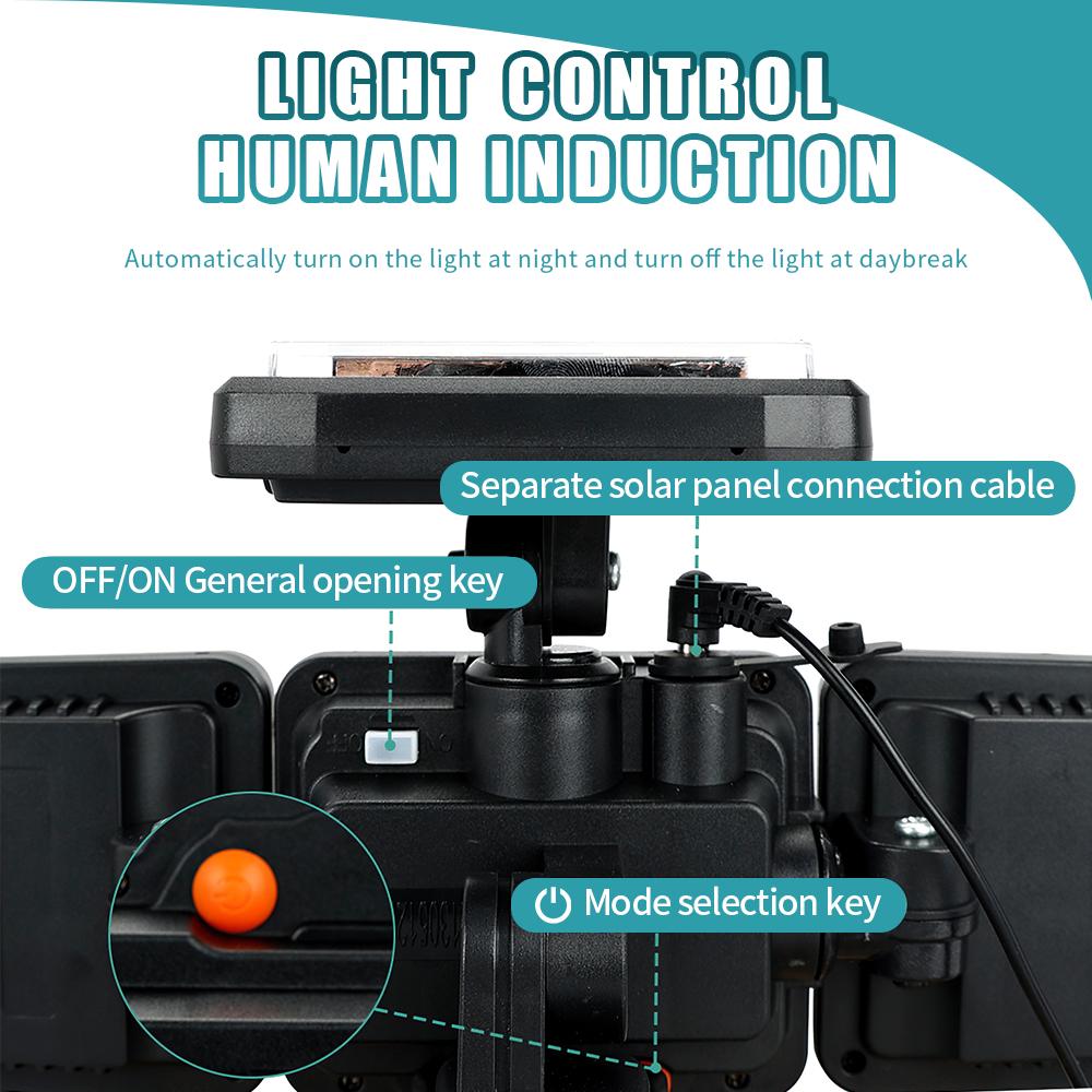 270 LED Solar Wall Light 4 Heads 3000LM 270° LED Street Light IP65 Waterproof Solar Panel Remote Control PIR Motion Sensor Lamp