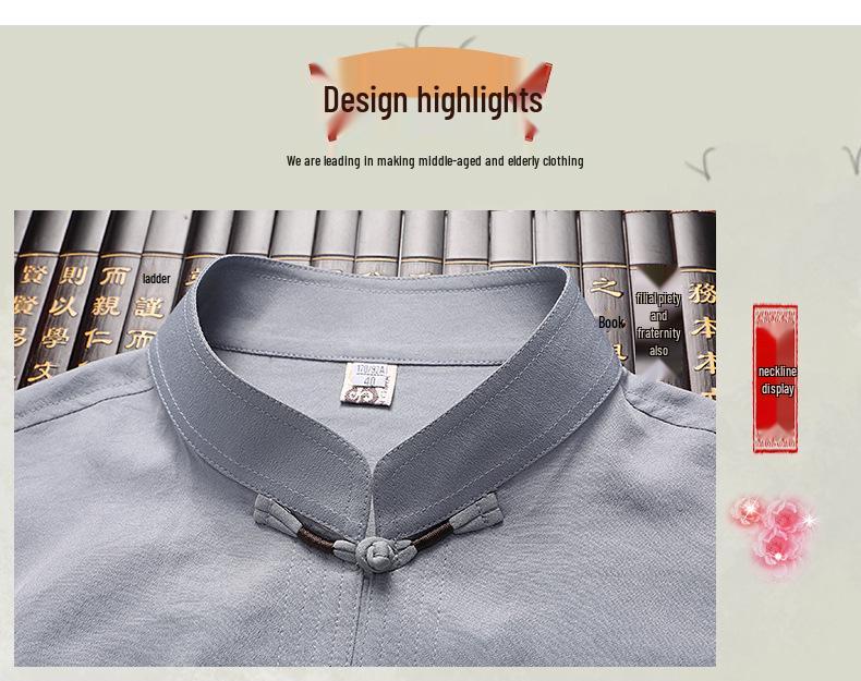 Men's Long-Sleeve Traditional Chinese Tang Suit for Spring/Summer - Ideal for Middle-aged and Elderly Dads and Grandpas, Perfect for Tai Chi.