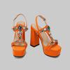 Oranžové černé dámské sandály na platformě na vysokém podpatku velká velikost 50