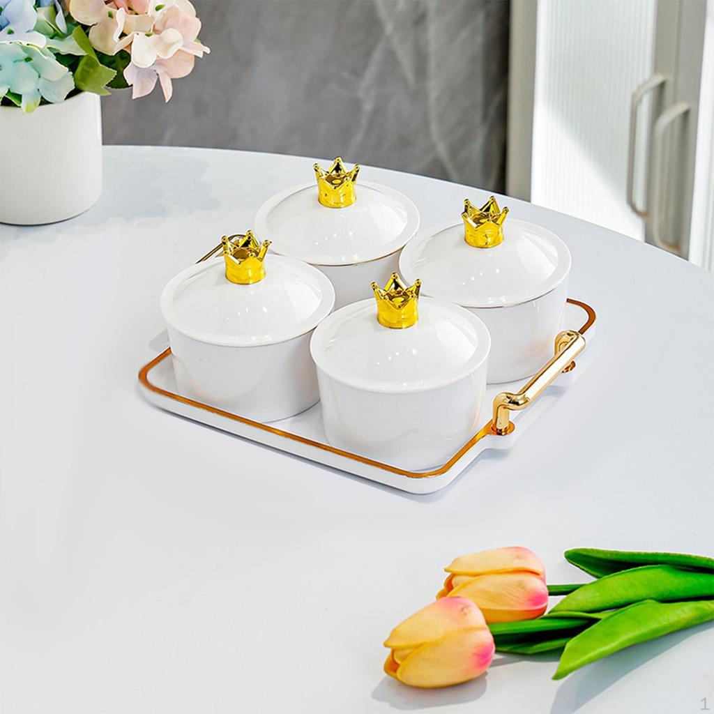 4 Grids Dried Fruit Plate Appetizer Serving Tray Dustproof Divided Dishes for Party Living
