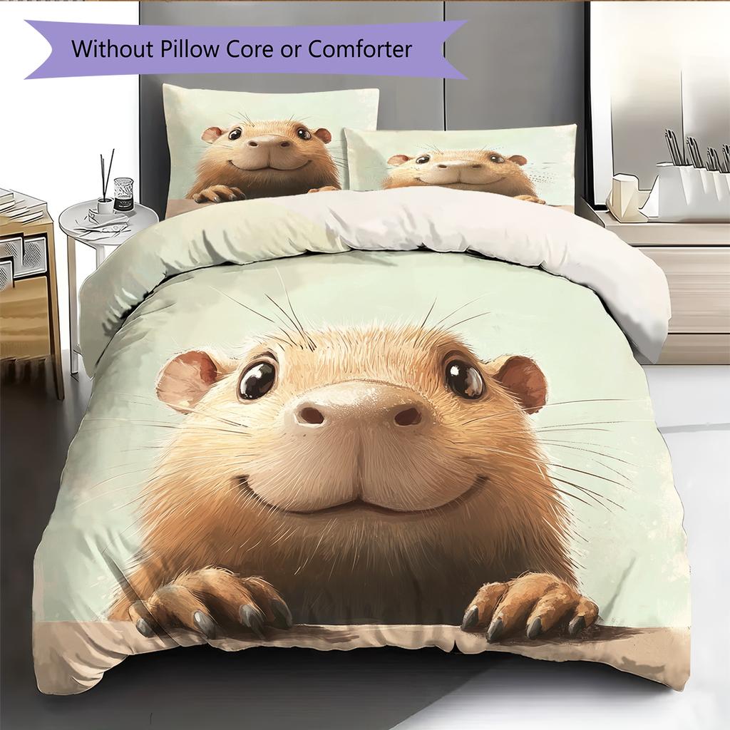 Povlečení s kapybarami Domácí dekorace Narozeninový dárek (1 * povlak na peřinu + 2 * povlak na polštář, bez jádra)